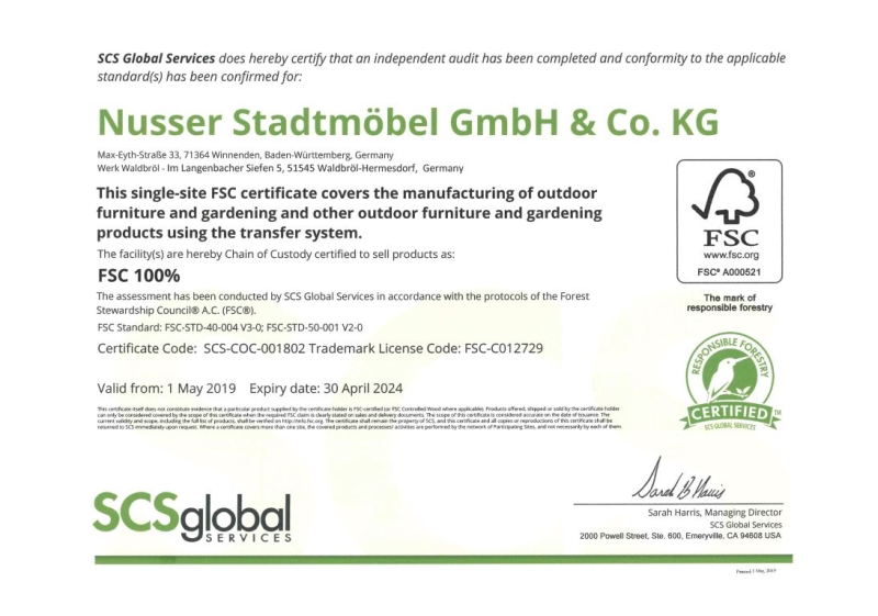 NUSSER FSC® certificate